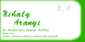 mihaly aranyi business card