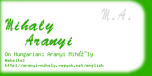 mihaly aranyi business card